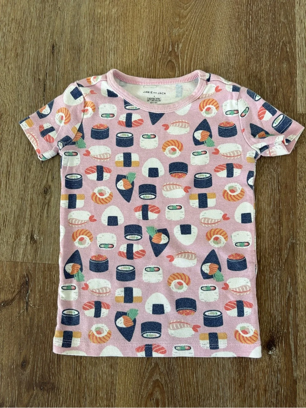 Janie and Jack Sushi-Print Short Pajama Set in Pink Sz: 4| Sushi, Japanese